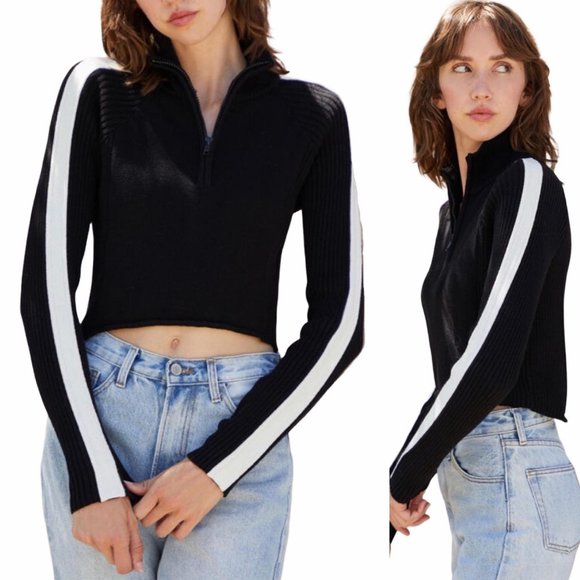 Brandy Melville Sweaters - Brandy Melville J Galt Hilary Zip Cropped Sweater